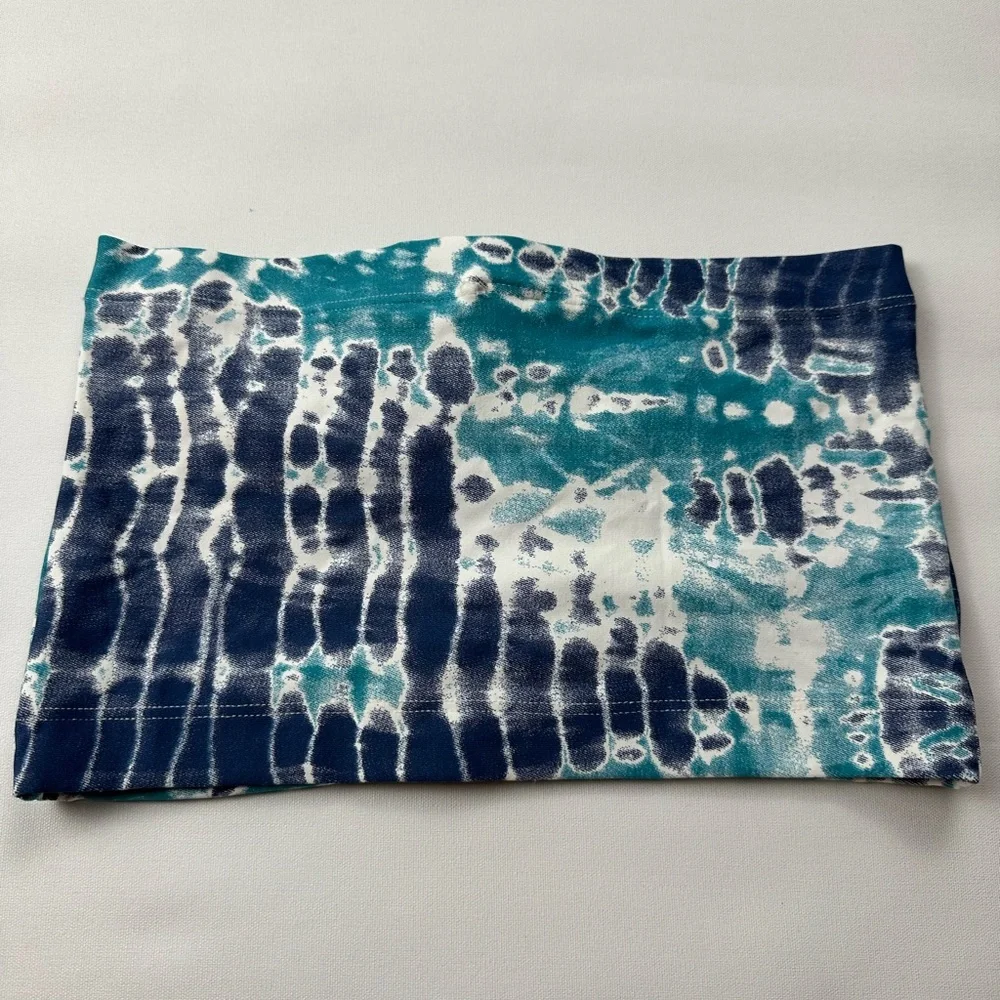 NWT Liquido tie dye “hippie dreams” bandeau. teal, navy, white. Size M